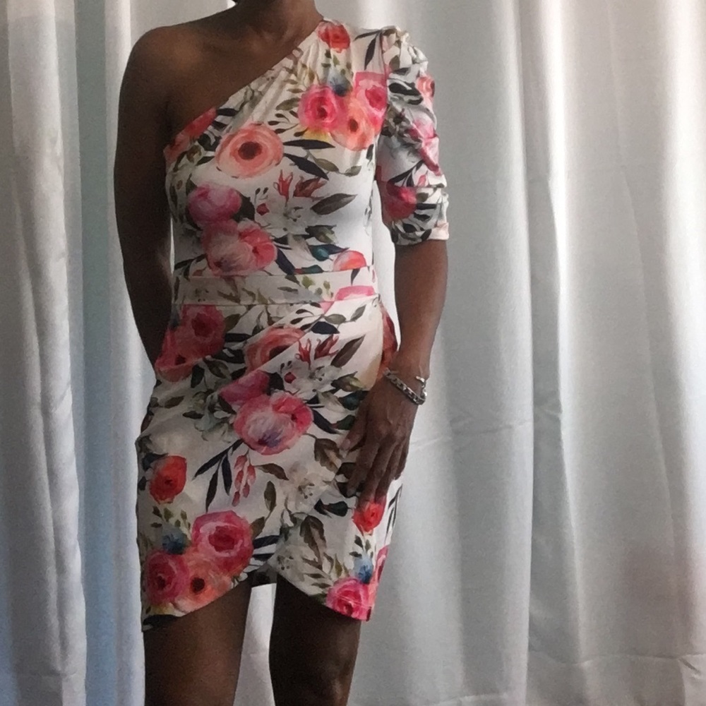 One shoulder wrap dress